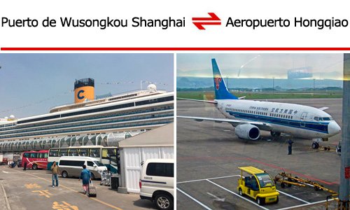 puerto de crucero de Wusongkou al aeropuerto de Hongqiao de Shanghai